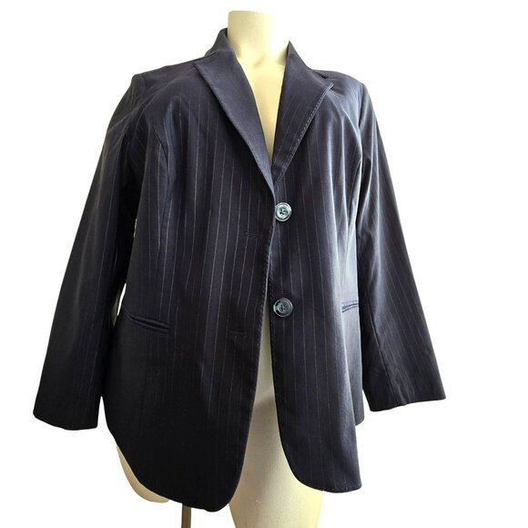 Lane Bryant Womens Pinstripe Blazer Navy Blue Womans Plus Size 28 JJ4033 - Picture 6 of 11